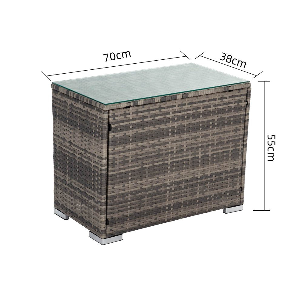 Maslin Beach Wicker End Table, Grey 70cm