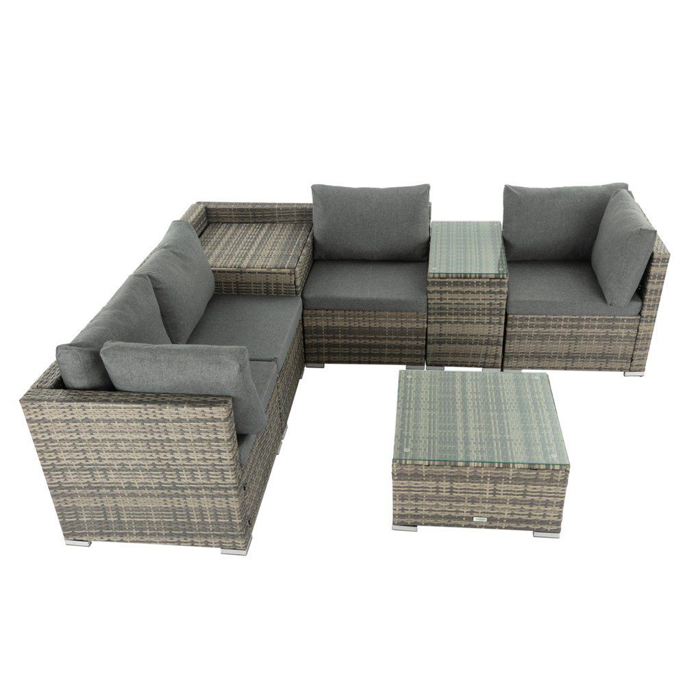 Mudjimba 7 Piece Outdoor Modular Lounge, Grey Wicker