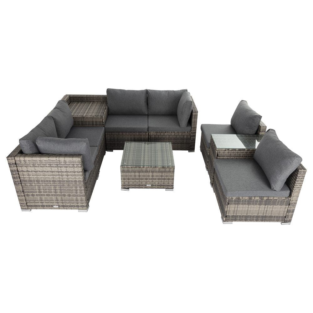 Mudjimba 9 Piece Outdoor Modular Lounge, Grey Wicker