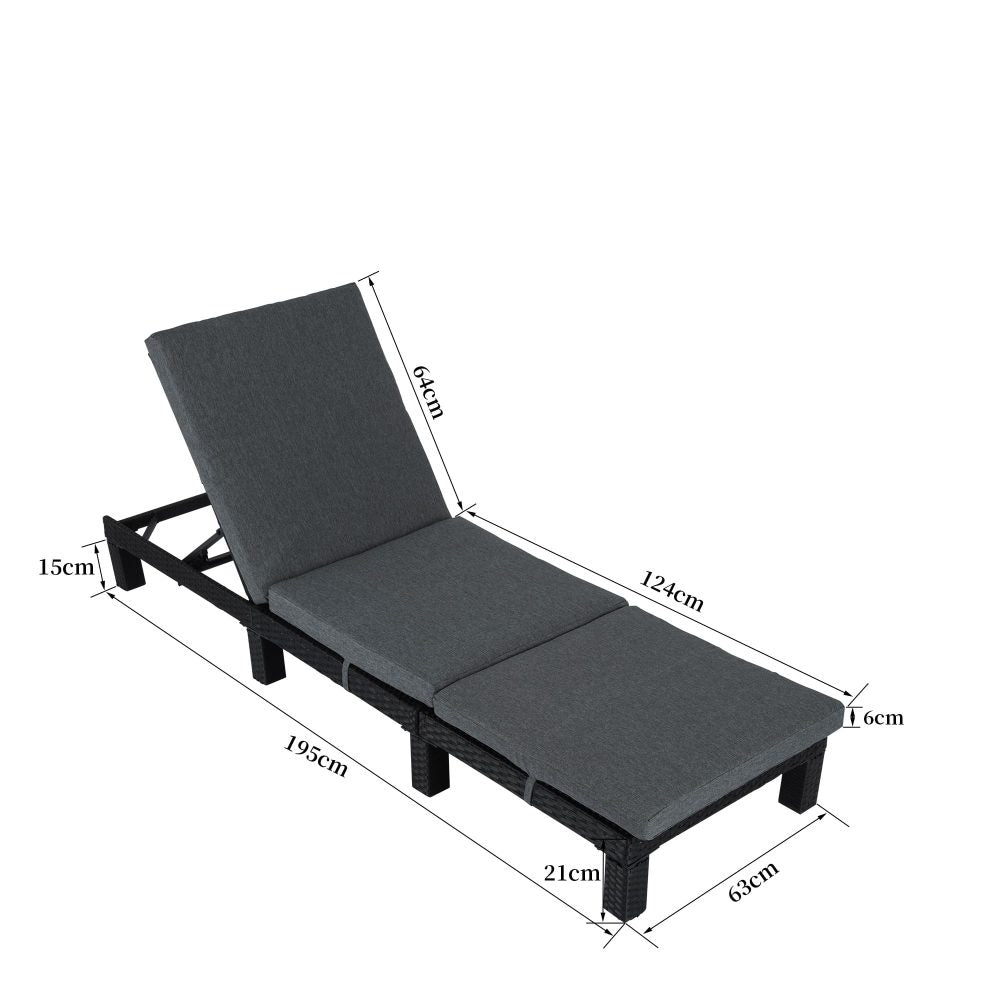 Kings Beach Sun Lounge, Black Wicker