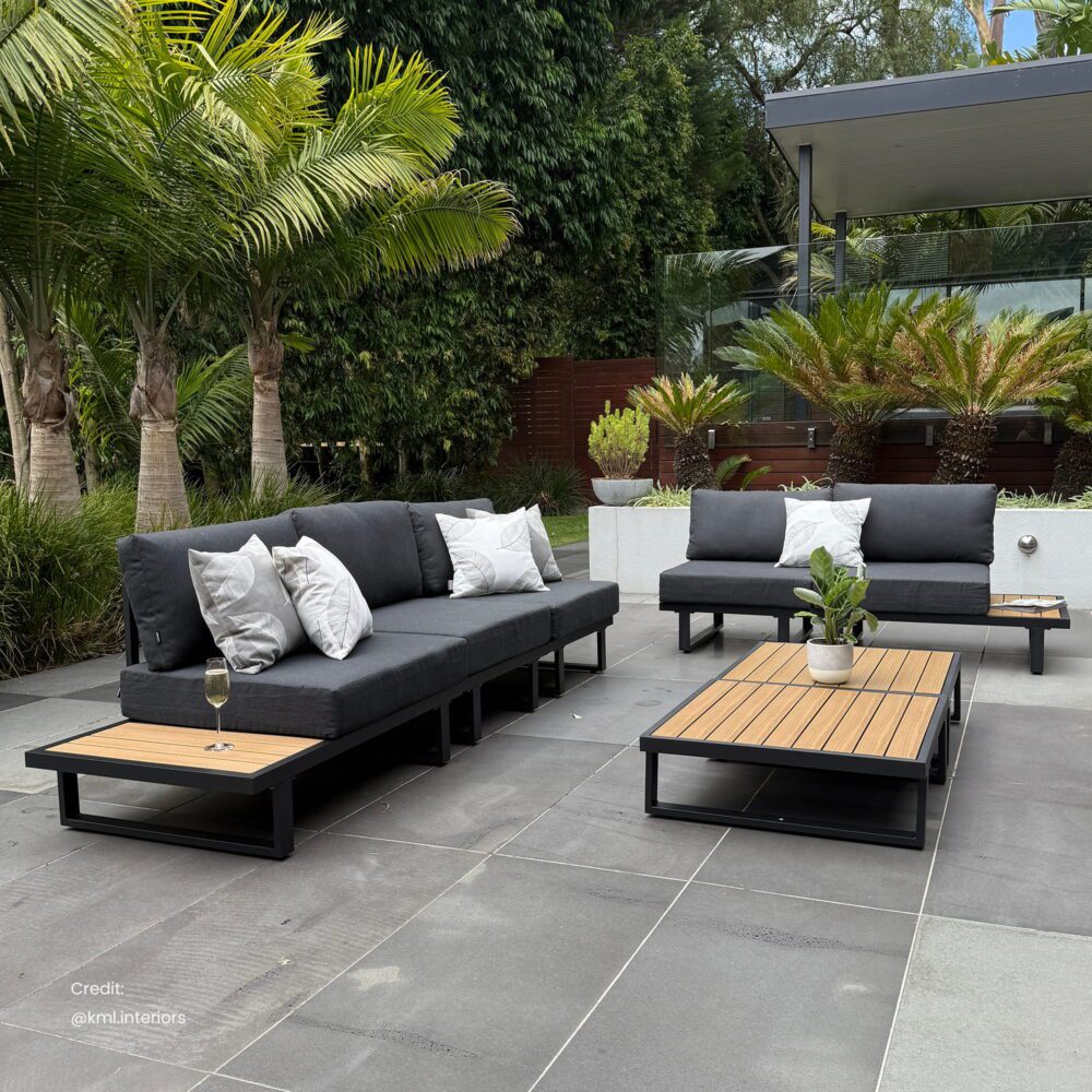 Bokarina 7 Piece Outdoor Lounge Set, Black Aluminium
