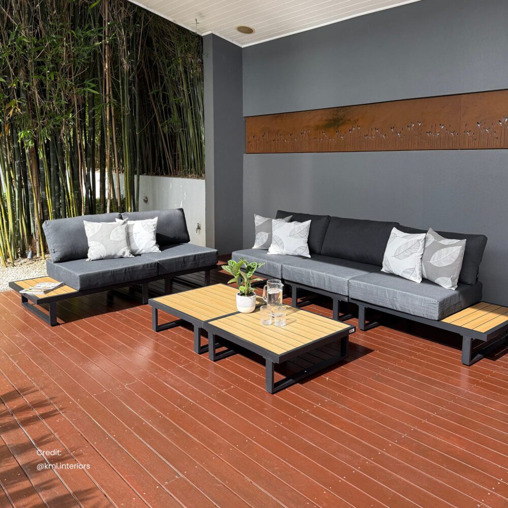 Bokarina 7 Piece Outdoor Lounge Set, Black Aluminium