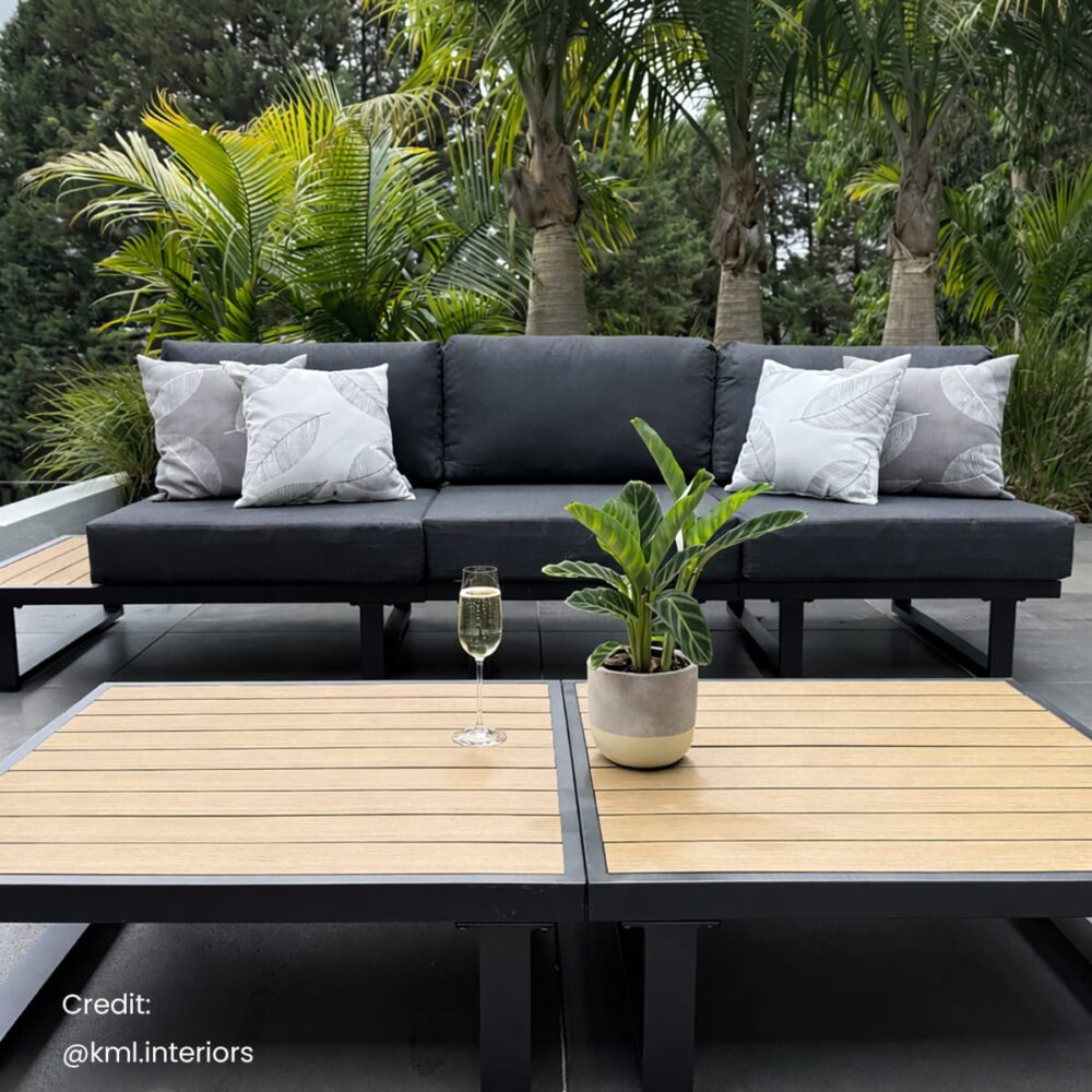 Bokarina 7 Piece Outdoor Lounge Set, Black Aluminium