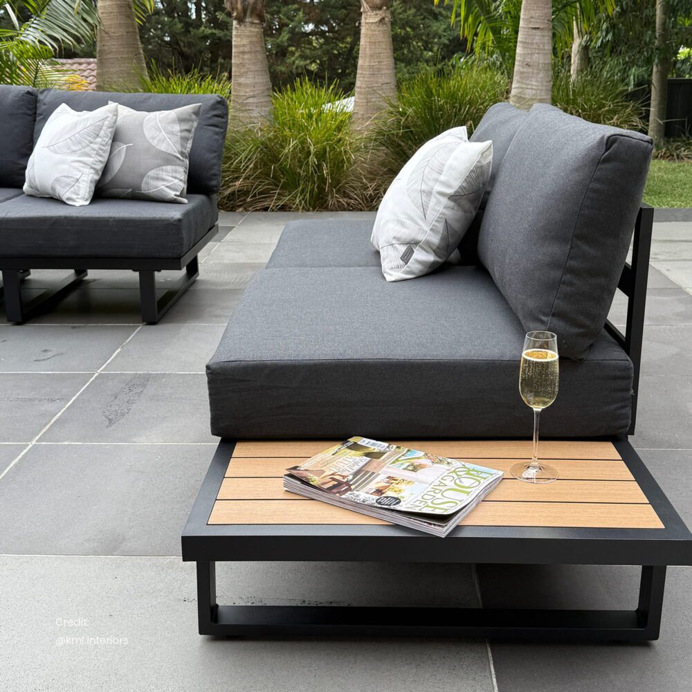 Bokarina 7 Piece Outdoor Lounge Set, Black Aluminium