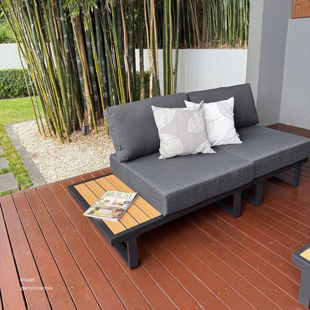 Bokarina 7 Piece Outdoor Lounge Set, Black Aluminium