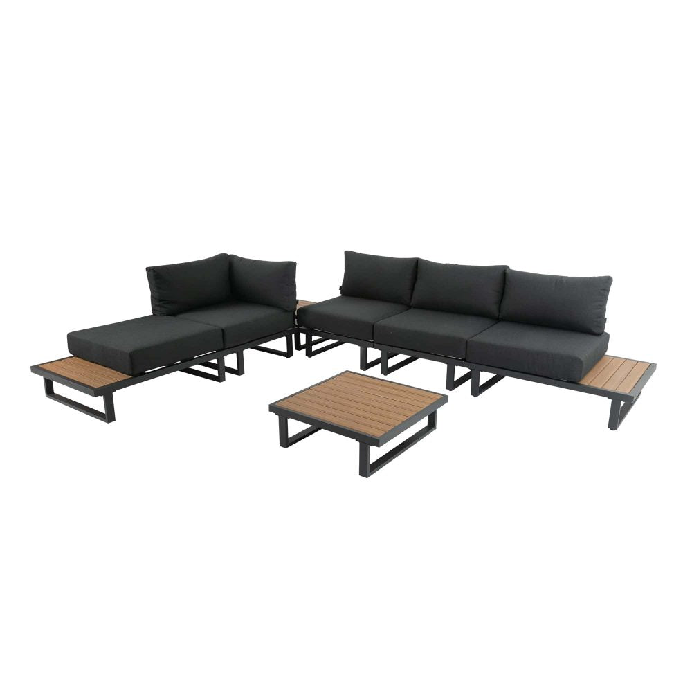 Bokarina 7 Piece Outdoor Lounge Set, Black Aluminium
