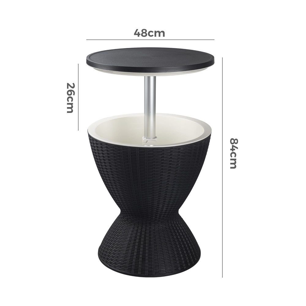 Outdoor Ice Bucket Cooler Table in Black