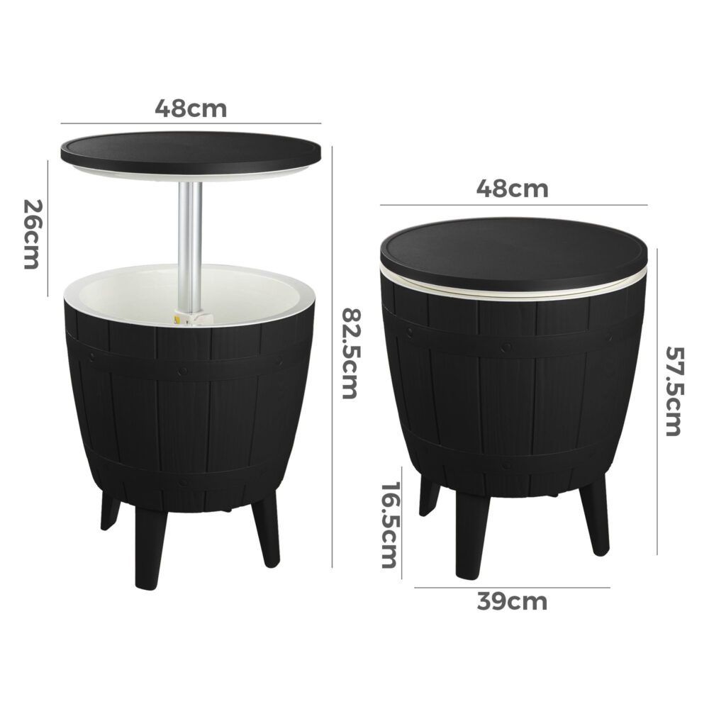 Outdoor Retractable Cooler Bar Table in Black