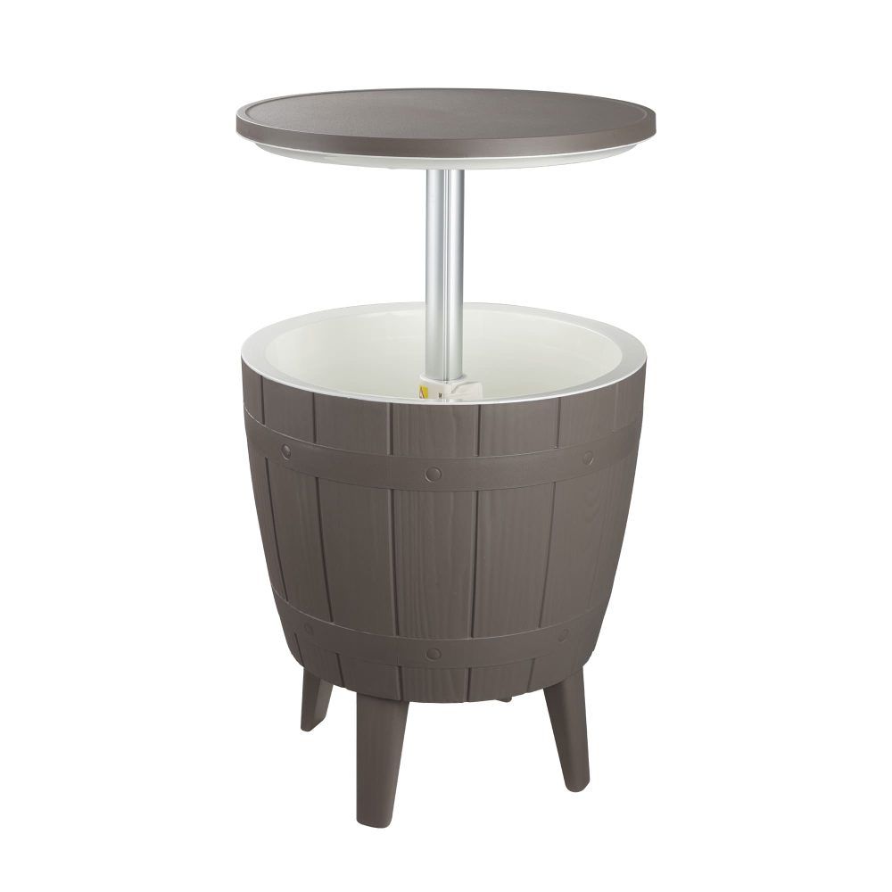 Outdoor Retractable Cooler Bar Table in Taupe