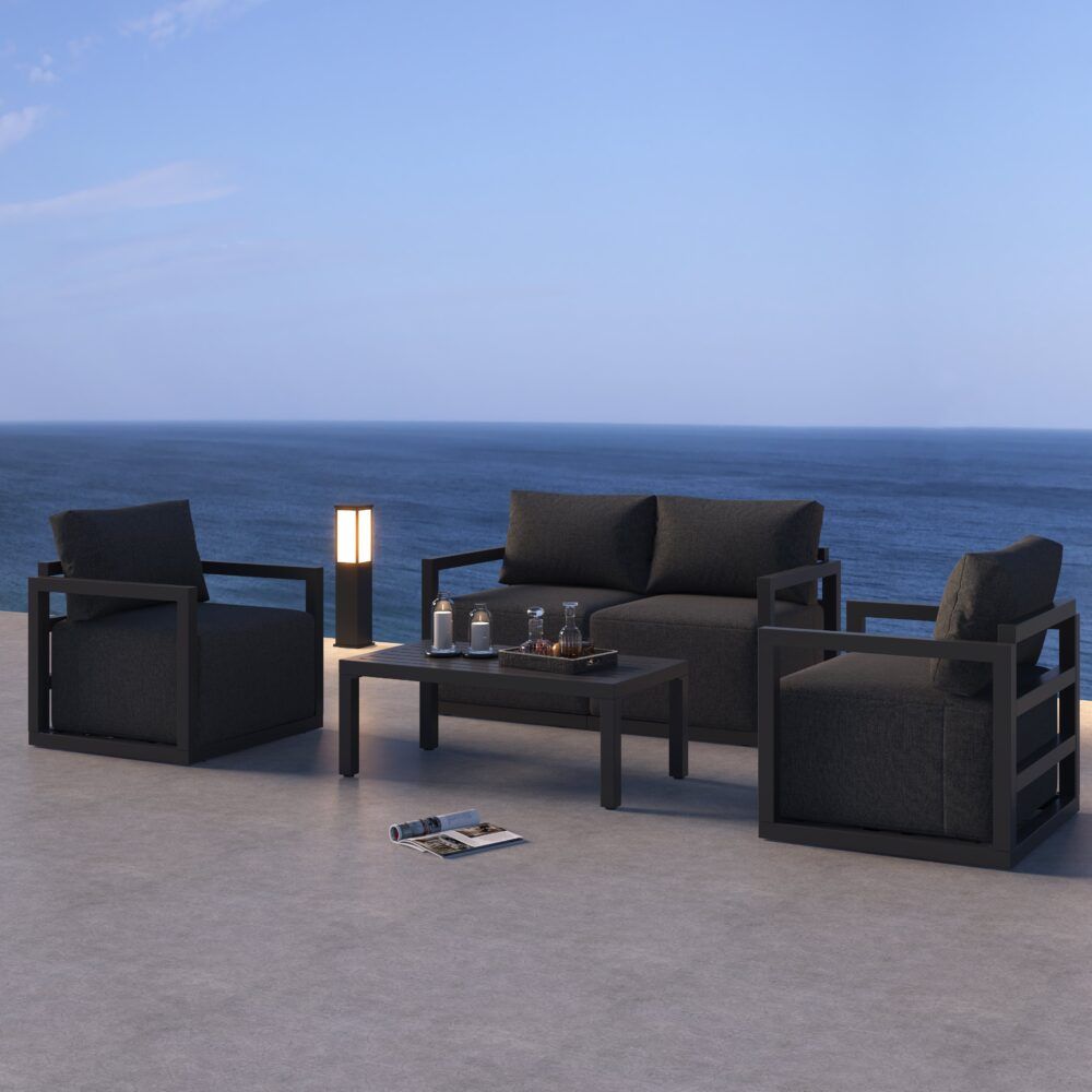 Noosa 5 Piece Outdoor Lounge Set, Charcoal Grey Aluminium