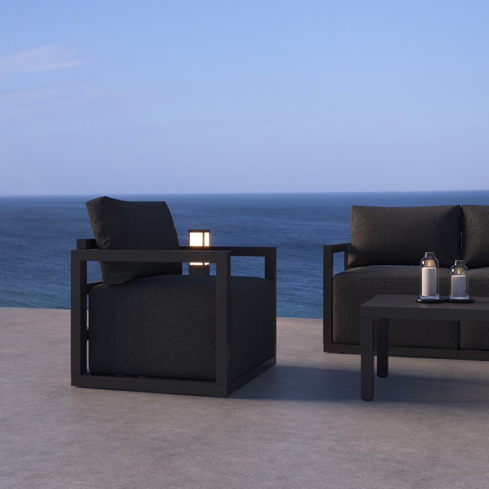 Noosa 5 Piece Outdoor Lounge Set, Charcoal Grey Aluminium
