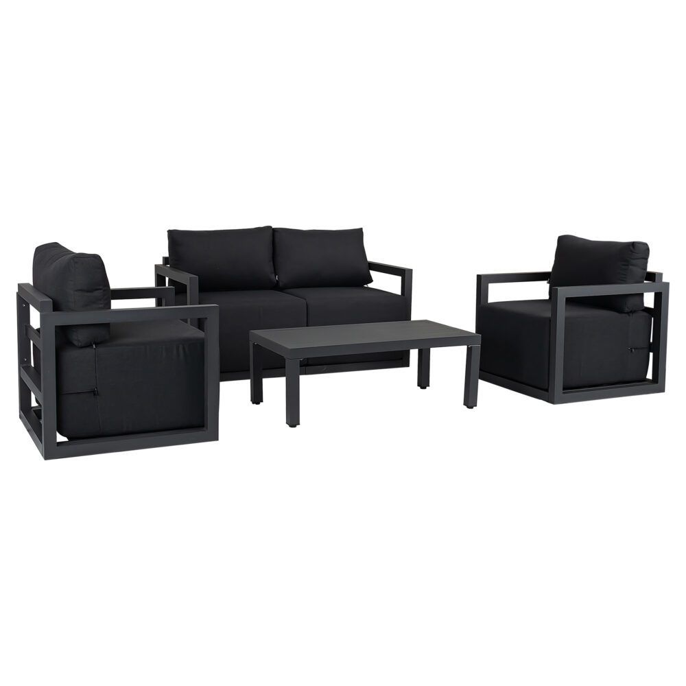 Noosa 5 Piece Outdoor Lounge Set, Charcoal Grey Aluminium