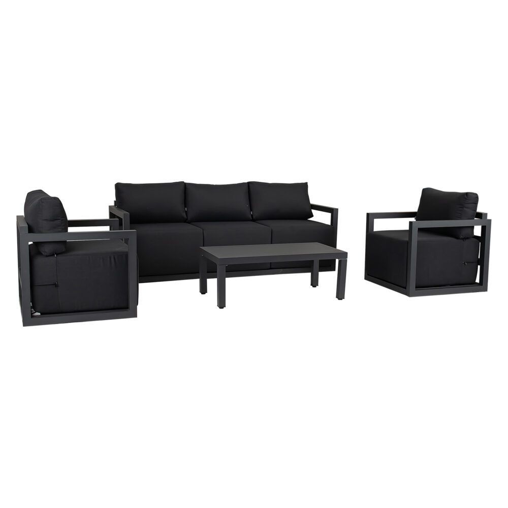 Noosa 6 Piece Outdoor Lounge Set, Charcoal Grey Aluminium