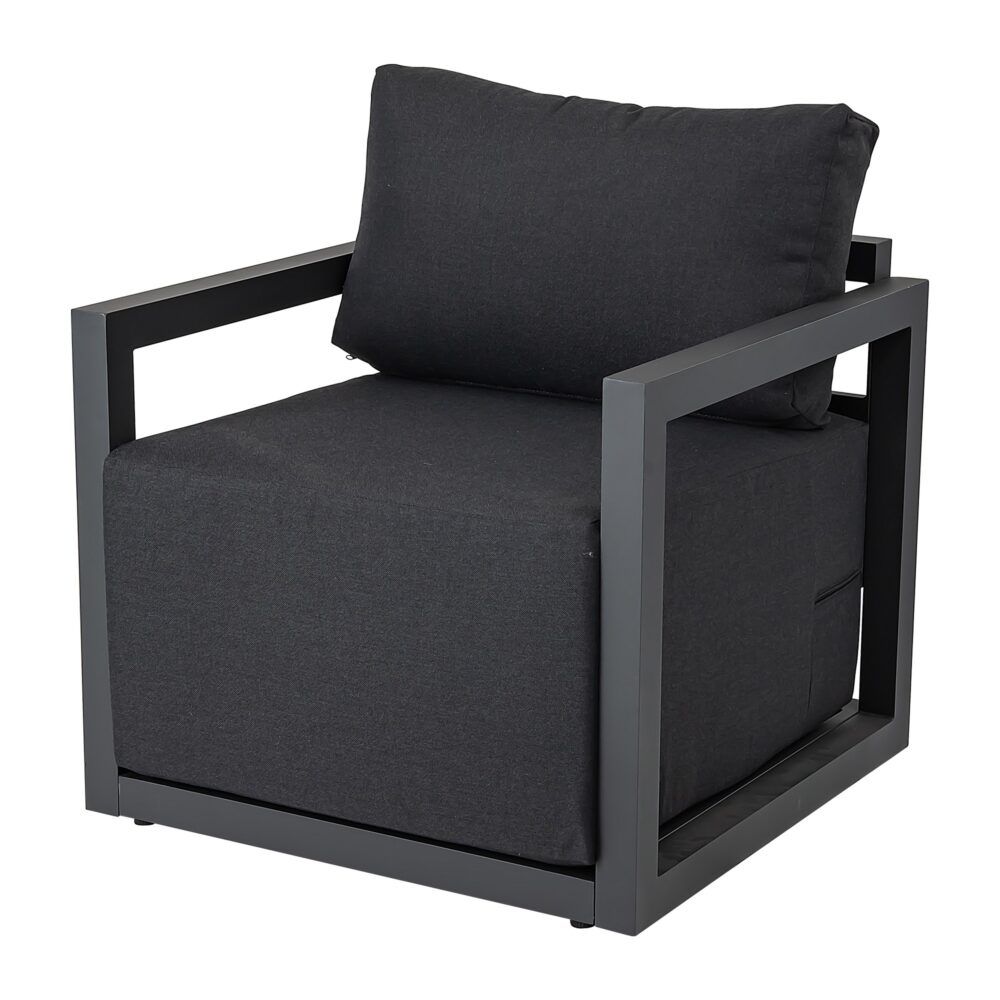 Noosa 6 Piece Outdoor Lounge Set, Charcoal Grey Aluminium