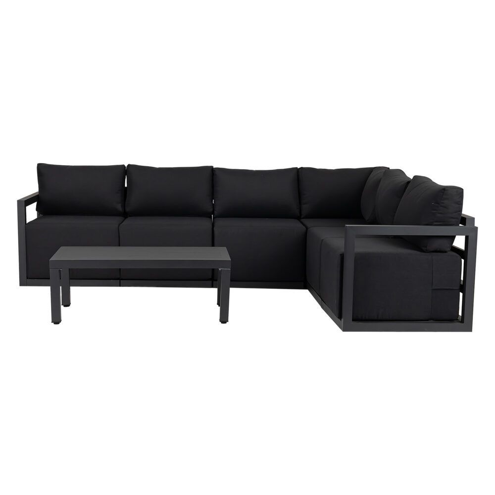 Noosa 7 Piece Outdoor Corner Lounge Set, Charcoal Grey Aluminium