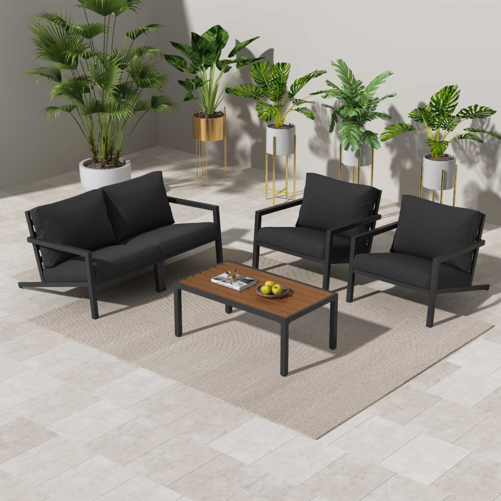 Coolum 5 Piece Outdoor Sofa Set, Charcoal Grey Aluminium