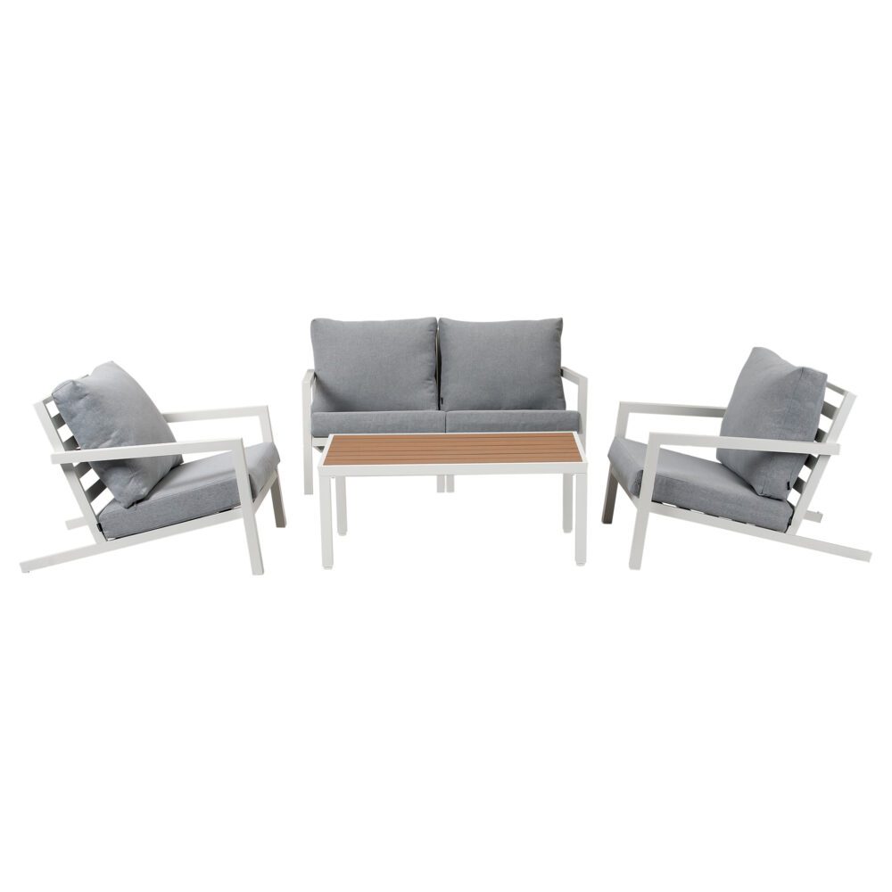 Coolum 5 Piece Outdoor Sofa Set, White Aluminium