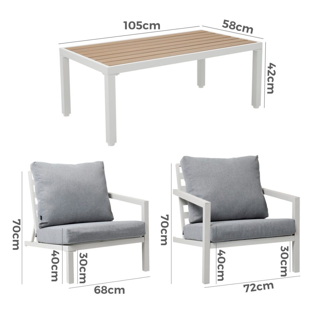 Coolum 5 Piece Outdoor Sofa Set, White Aluminium