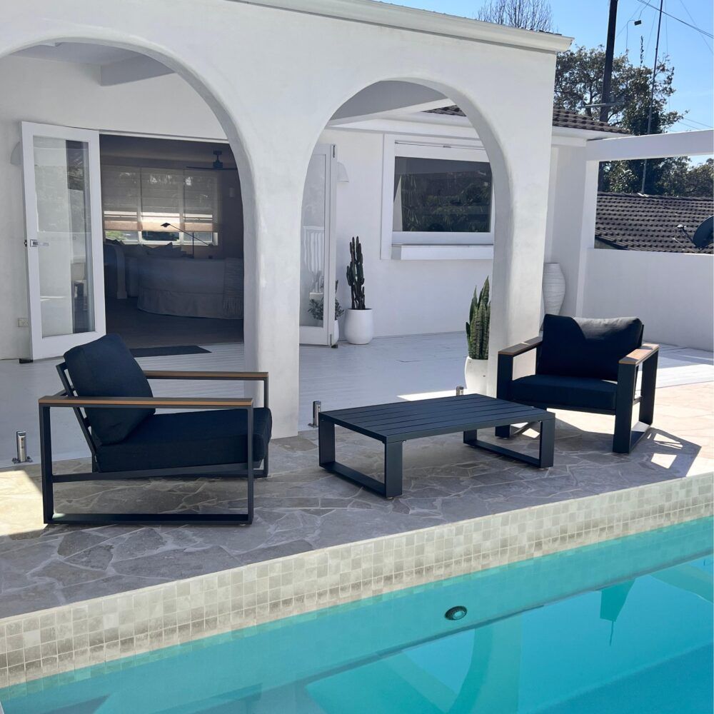 Maroochydore 6 Piece Outdoor Lounge Set, Charcoal Grey Aluminium