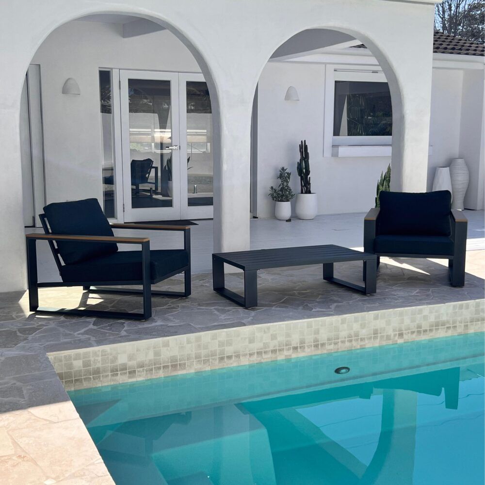 Maroochydore 6 Piece Outdoor Lounge Set, Charcoal Grey Aluminium