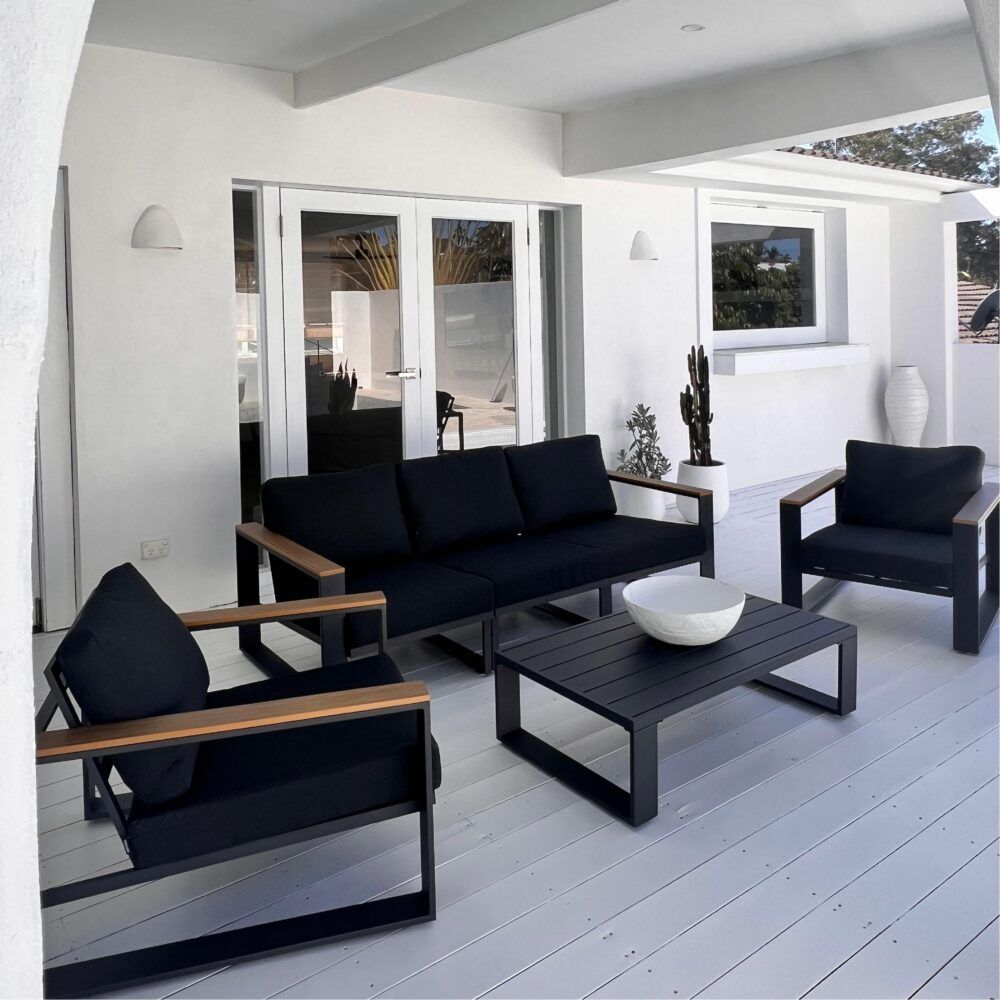 Maroochydore 6 Piece Outdoor Lounge Set, Charcoal Grey Aluminium