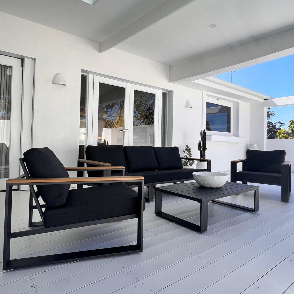Maroochydore 6 Piece Outdoor Lounge Set, Charcoal Grey Aluminium