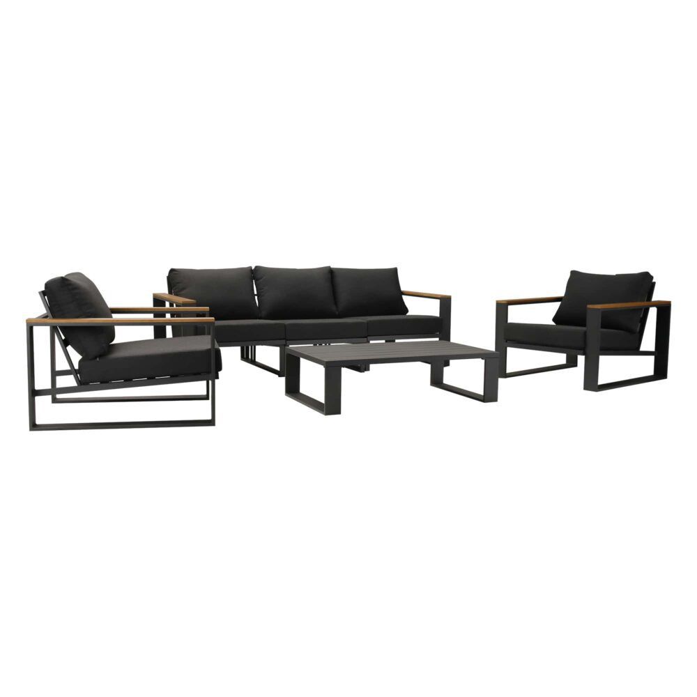 Maroochydore 6 Piece Outdoor Lounge Set, Charcoal Grey Aluminium
