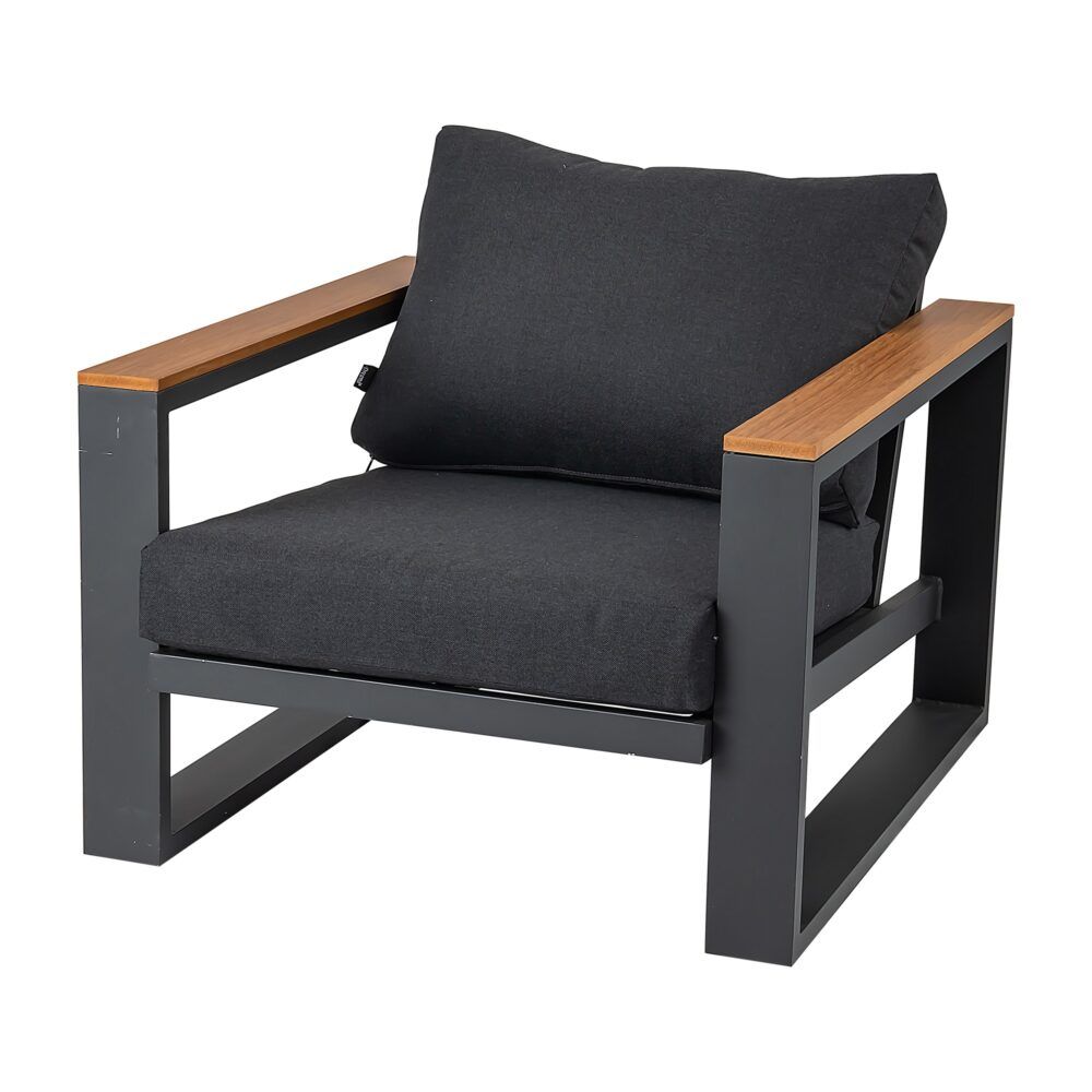 Maroochydore 6 Piece Outdoor Lounge Set, Charcoal Grey Aluminium