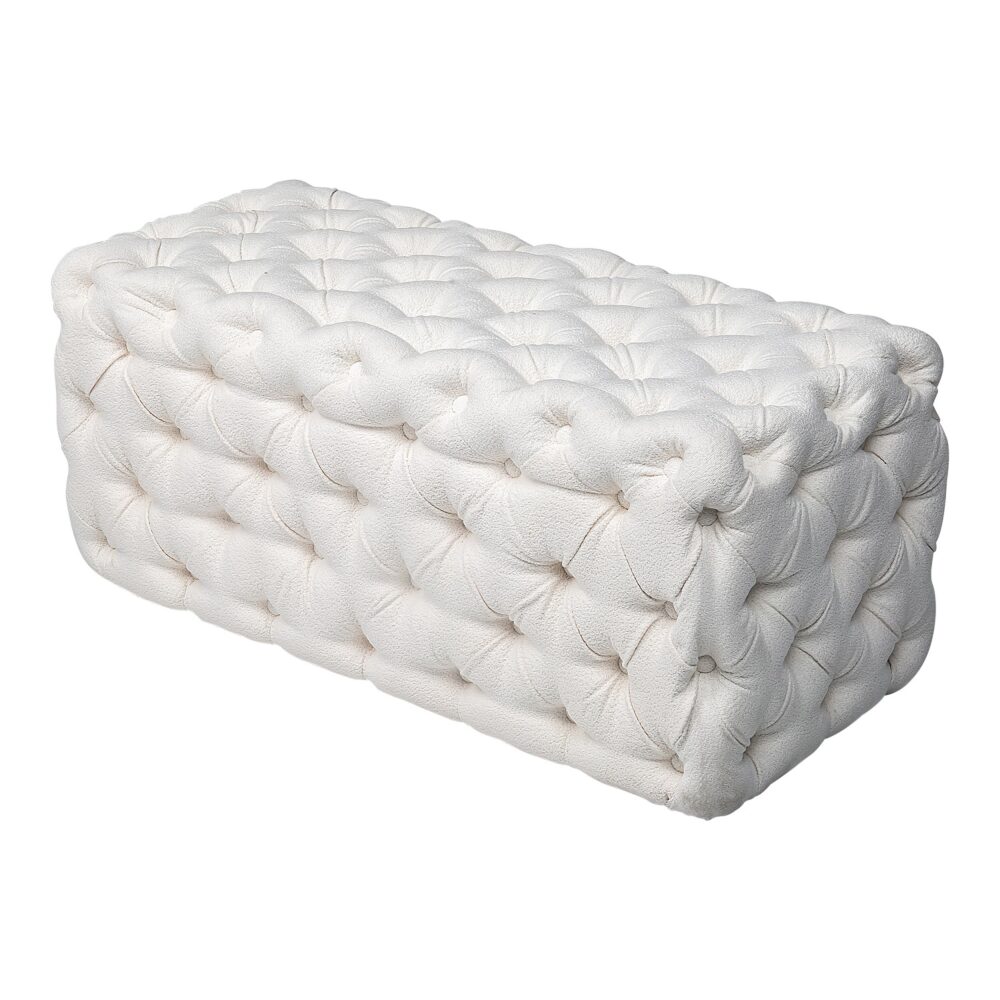 Elsa Tufted Ottoman Beach Boucle White Rectangular Versatile Accent Piece — Allure Home Collections