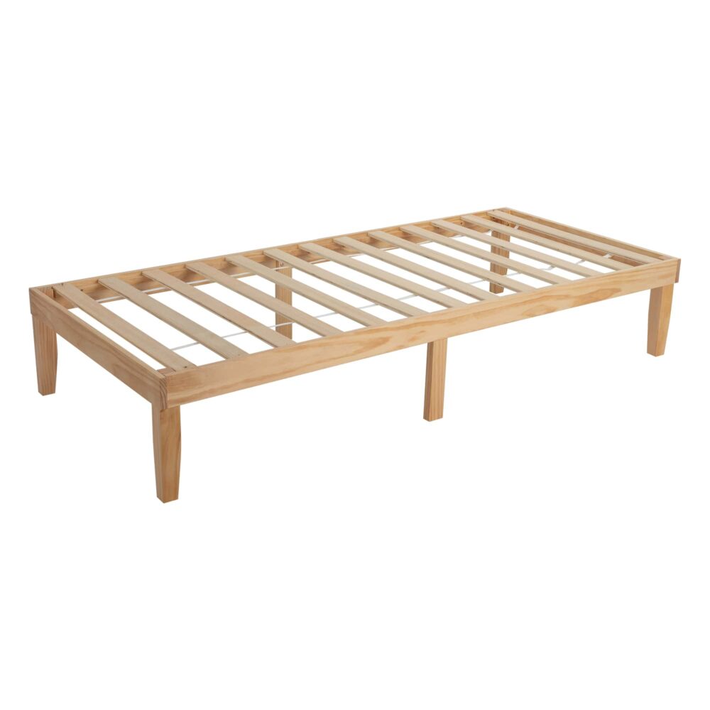 King single warm wooden bed base side profile — Allure Home Collections
