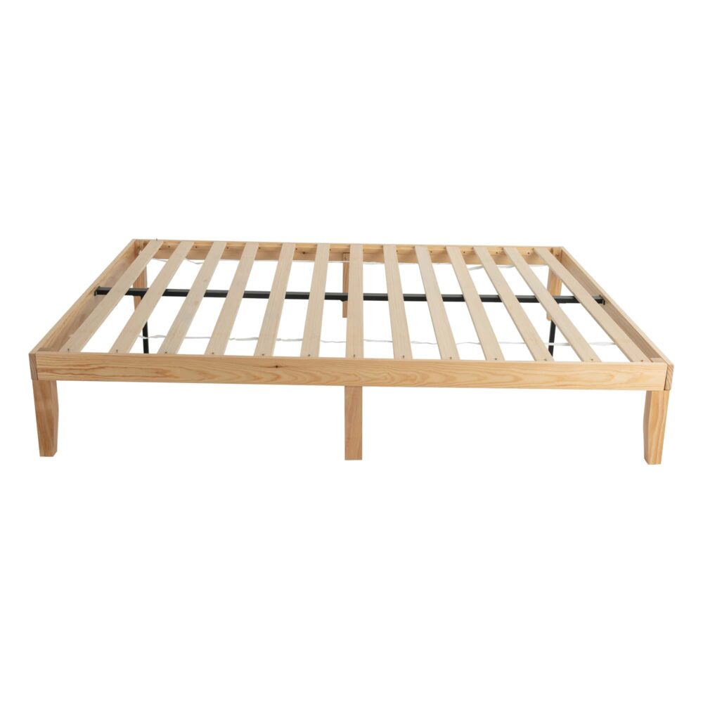 Warm Wooden Queen Bed Base Frame