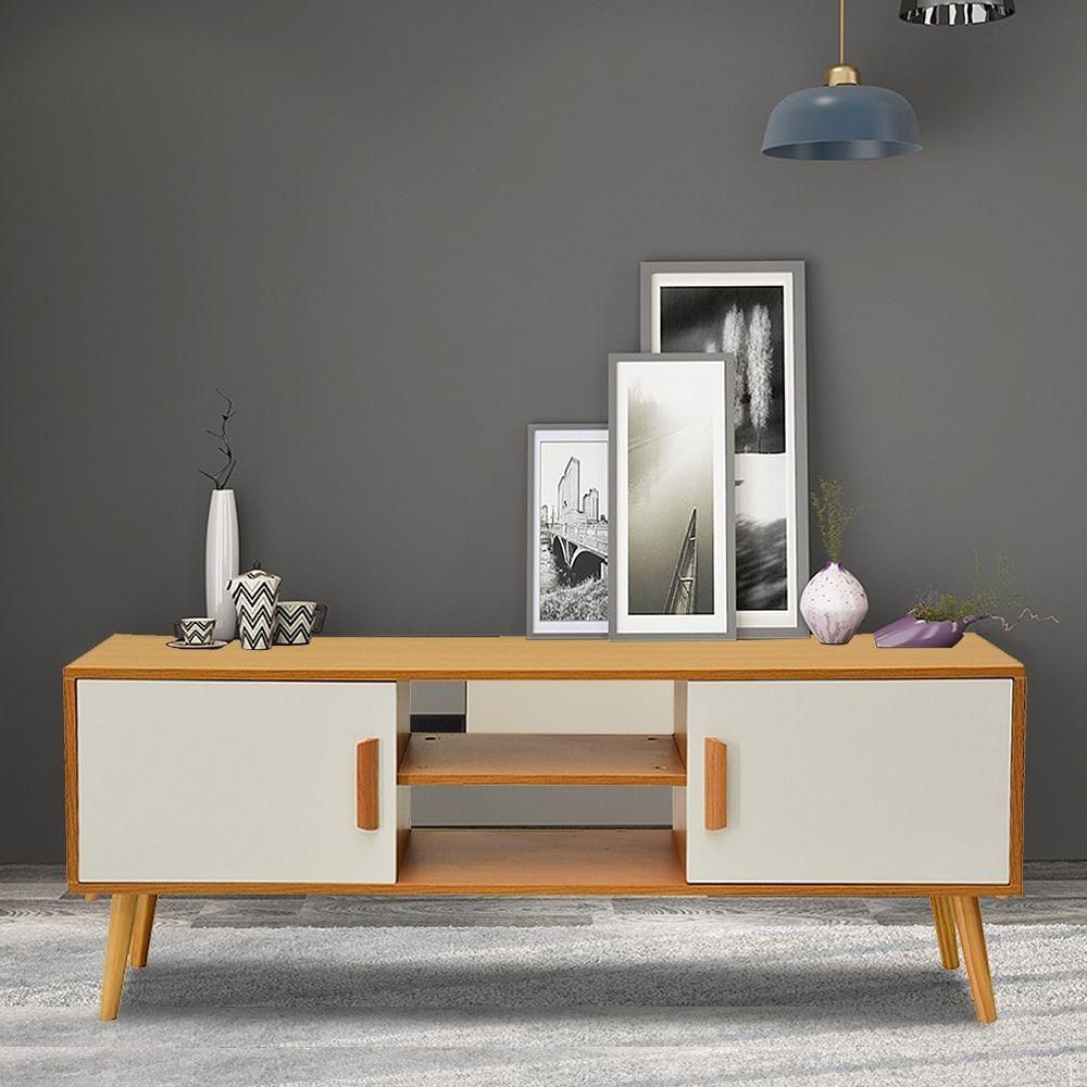Hillwood 120cm Entertainment Unit, Natural and White