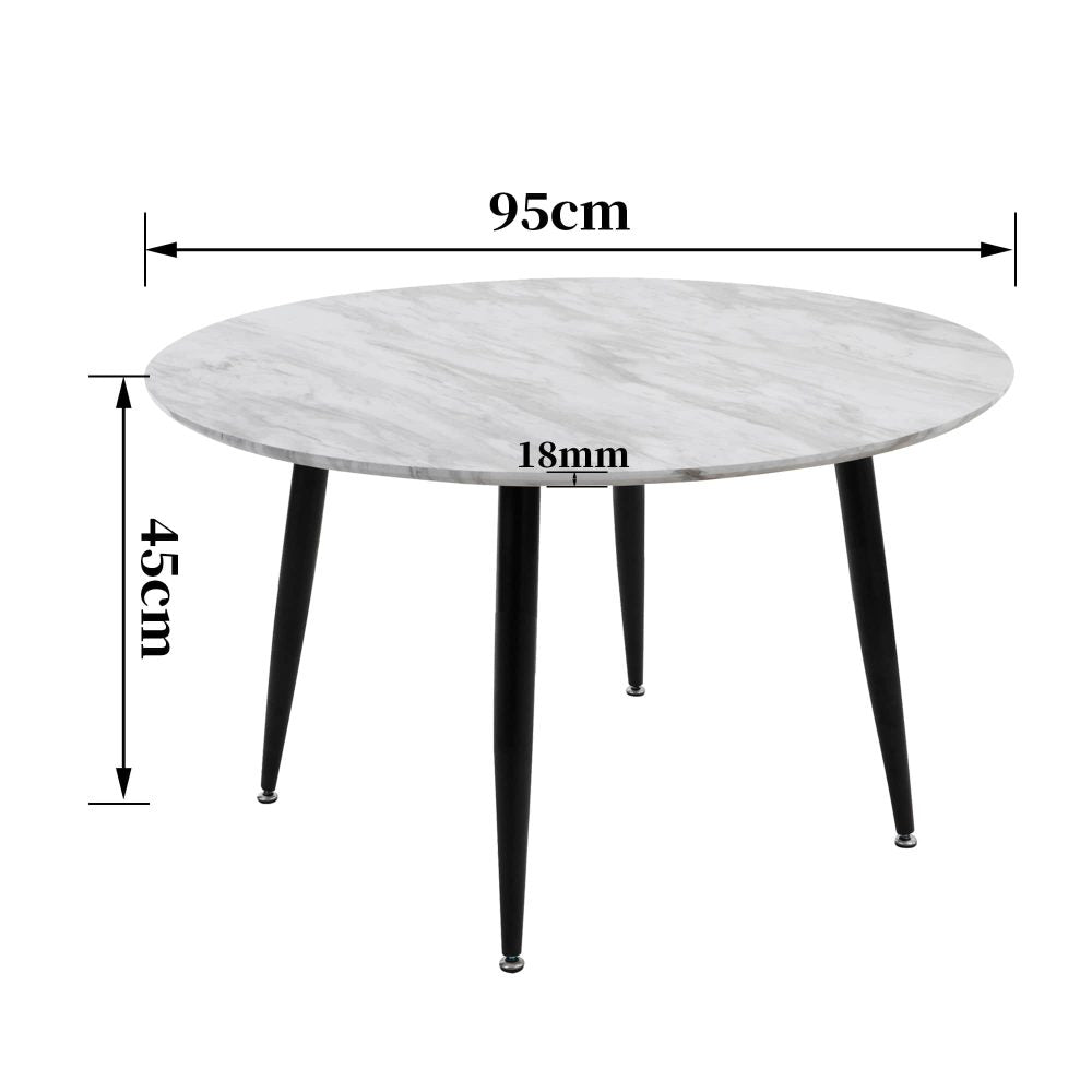 Minimalist Marble Effect Round Coffee Table — MDF and Steel — Allure Home Collections