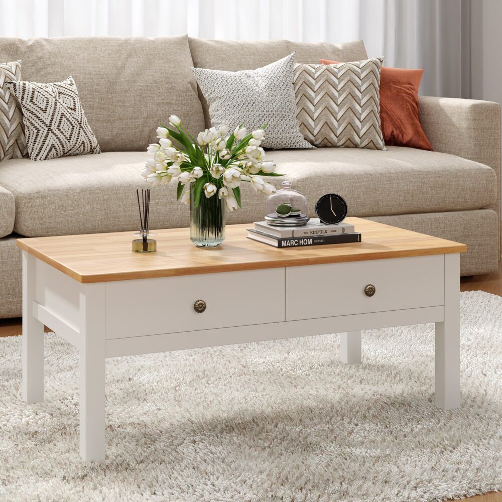 Eildon Coffee Table, White and Timber