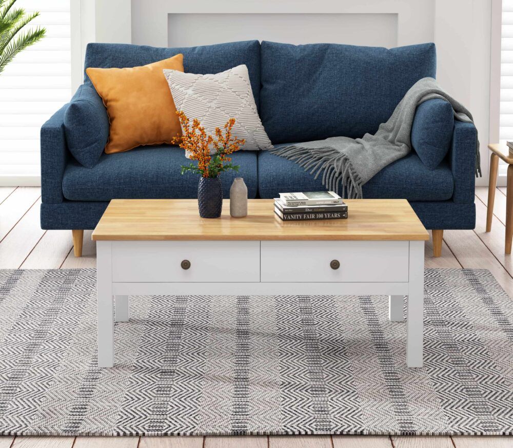 Eildon Coffee Table, White and Timber