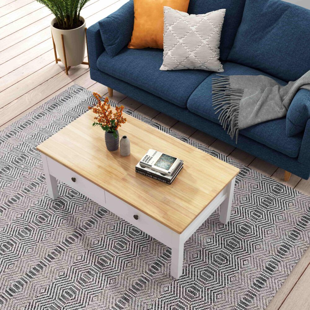 Eildon Coffee Table, White and Timber