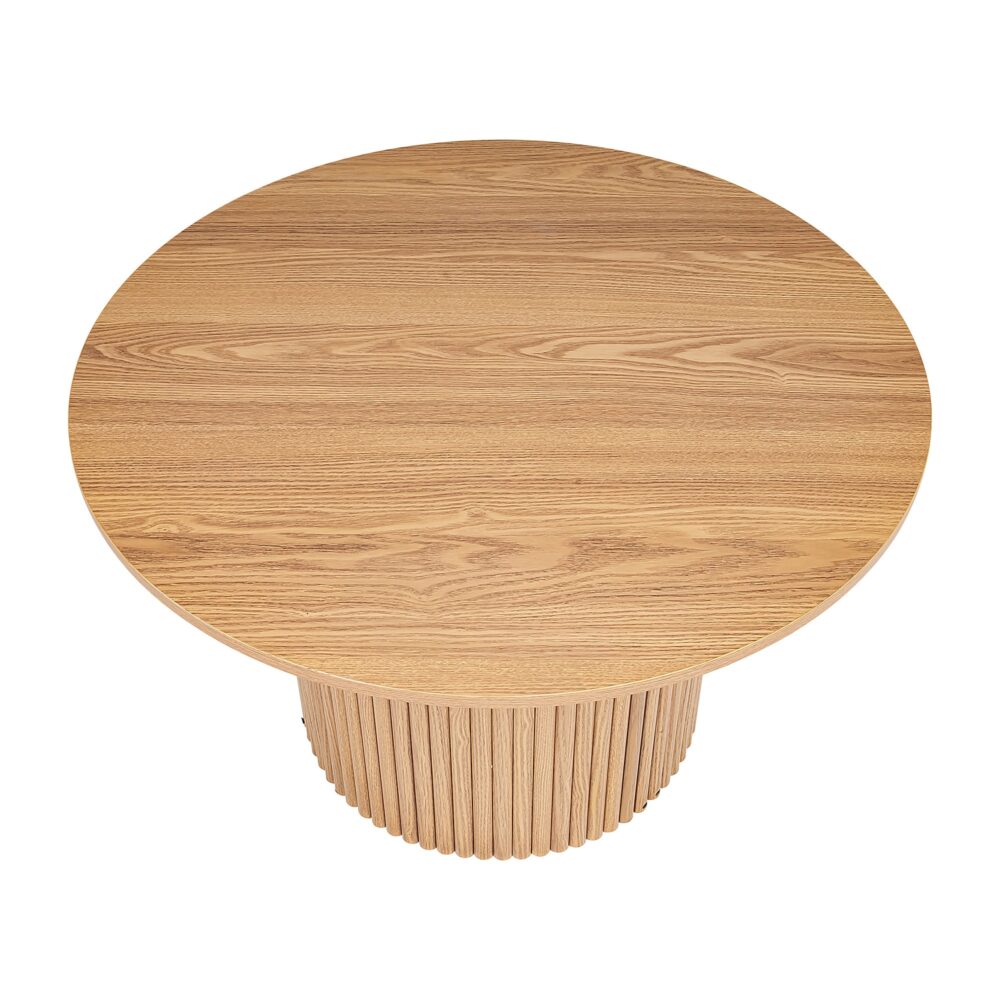 Luxe Ribbed Texture Wooden Coffee Table — Natural and Black — Allure Home Collections