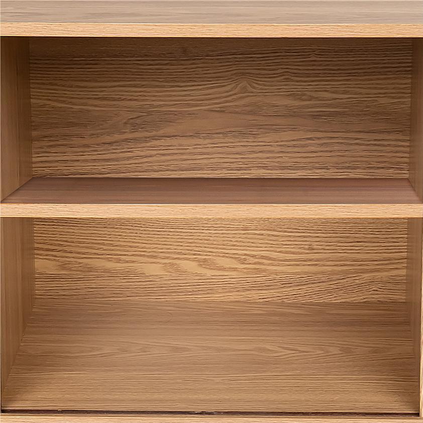 Mid-Century Ribbed Sideboard Cabinet — Natural Wood Top, Vertical Ribbed Detail — Allure Home Collections