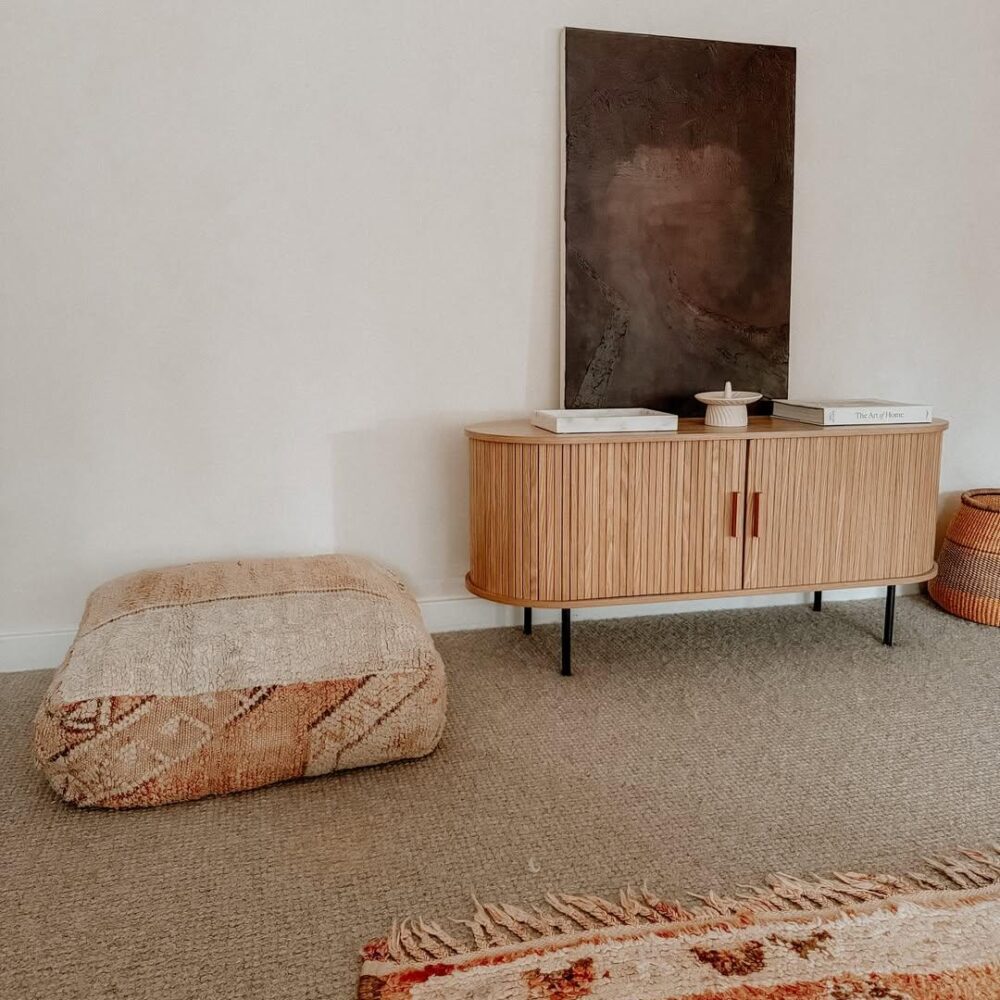 Ribbed Ripple Sideboard with Sliding Doors — Oval Silhouette, Metal Legs — Allure Home Collections