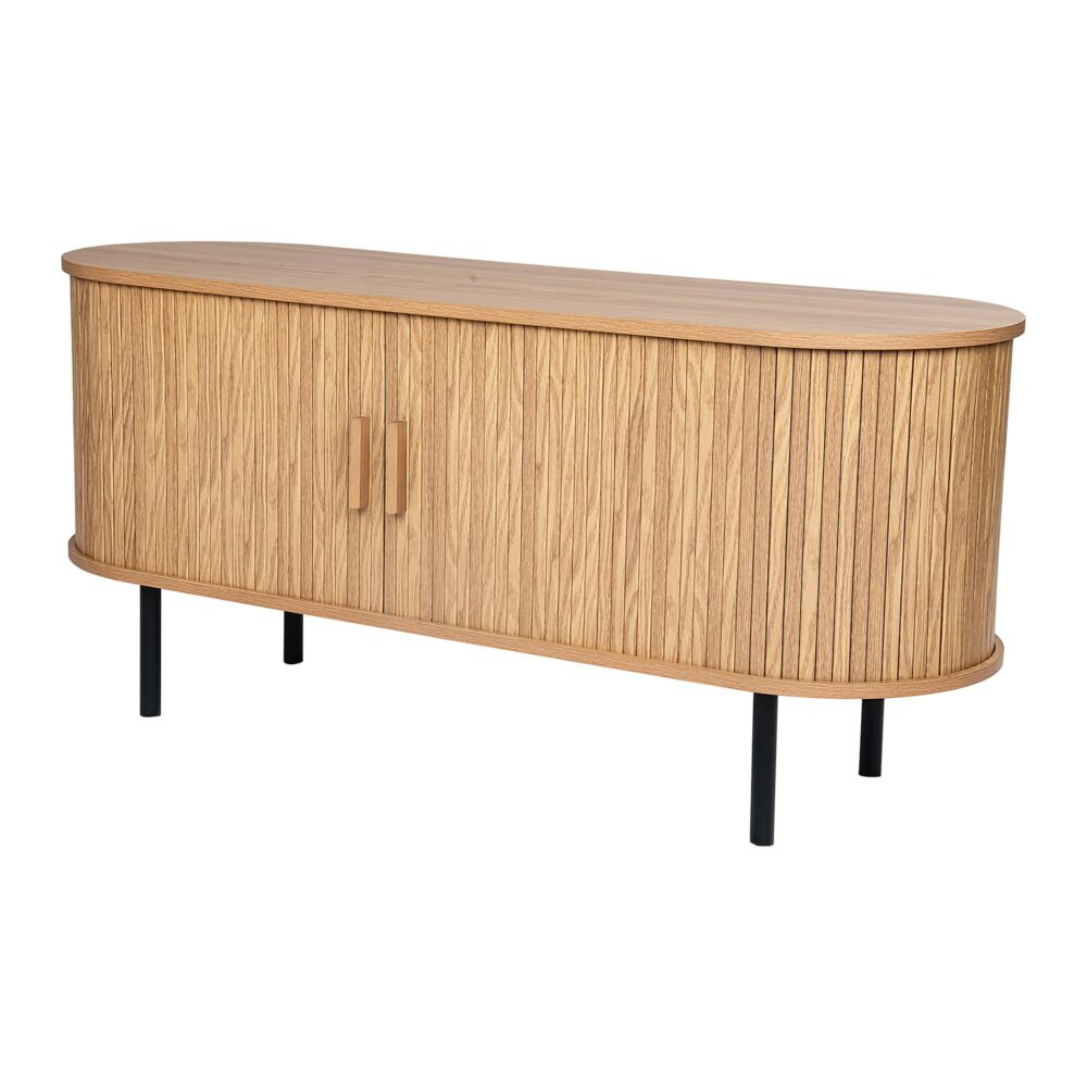 Ribbed Ripple Sideboard with Sliding Doors — Oval Silhouette, Metal Legs — Allure Home Collections