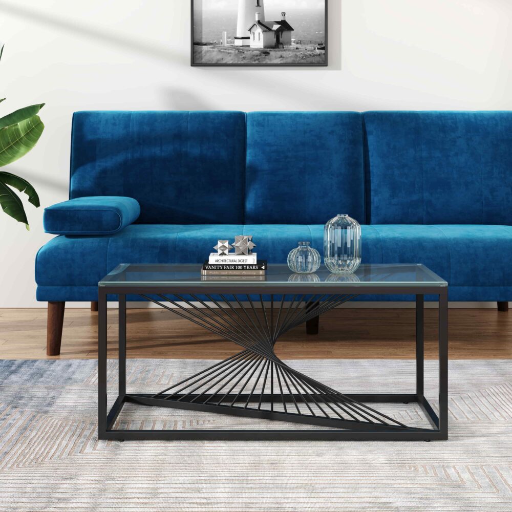 Glenburn Coffee Table, Glass Top Black Frame