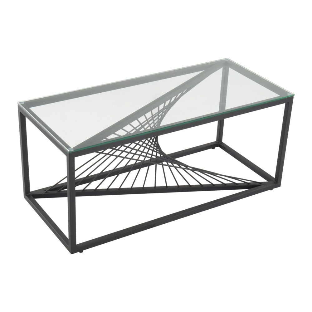 Glenburn Coffee Table, Glass Top Black Frame