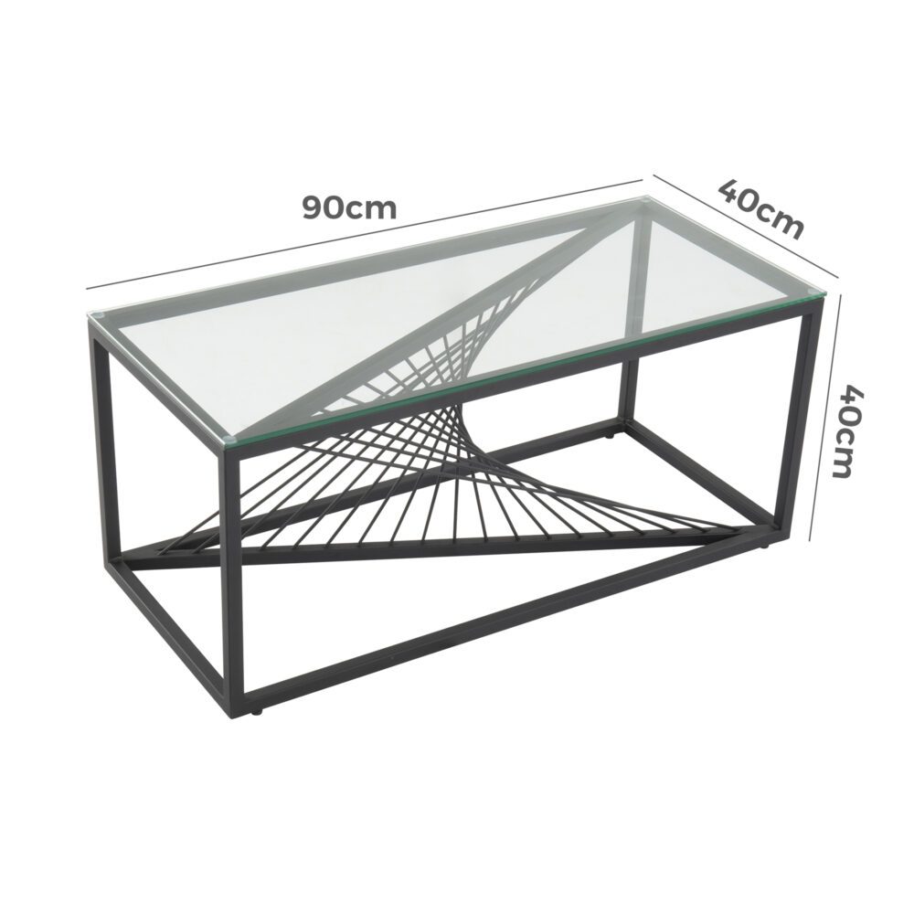 Glenburn Coffee Table, Glass Top Black Frame
