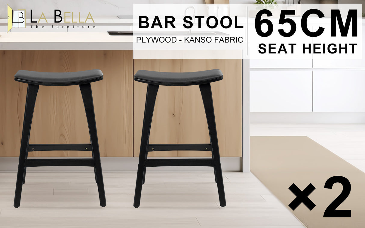 Blairgowrie Wooden Bar Stool, Black 2pcs