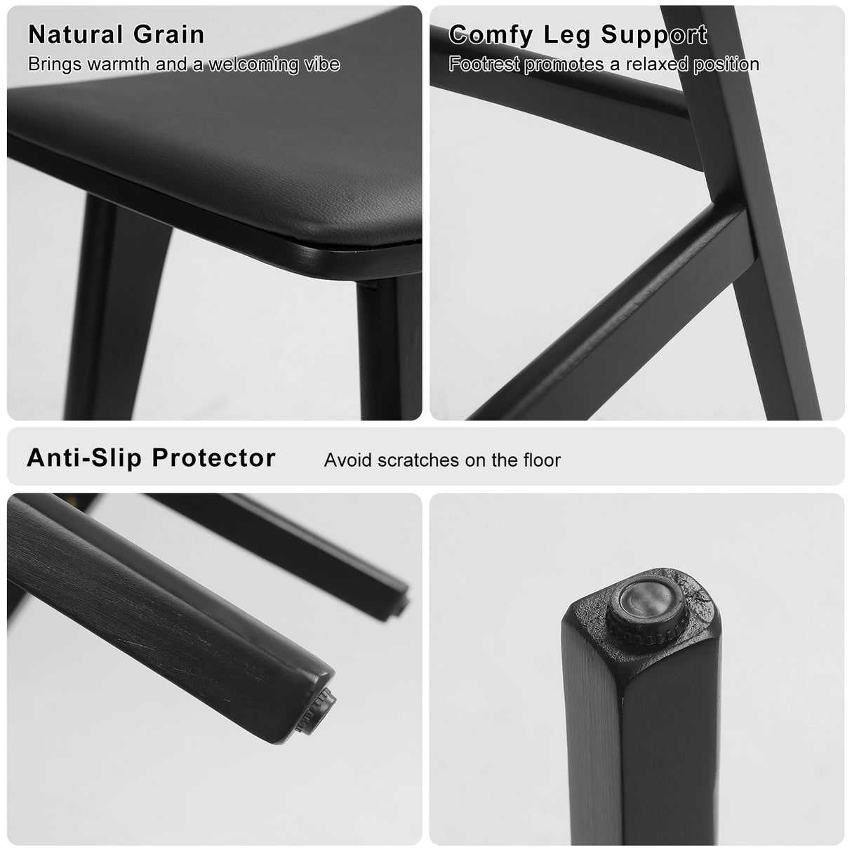 Blairgowrie Wooden Bar Stool, Black 2pcs