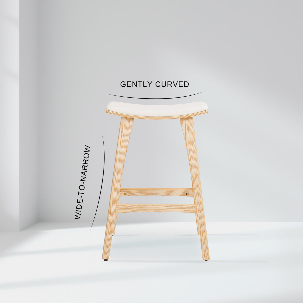 Side profile of KANSO bar stool showing Japanese-inspired frame — Allure Home Collections