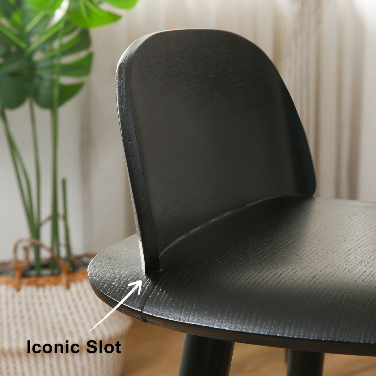 ELISE Black Ash Wood Bar Stool 65cm
