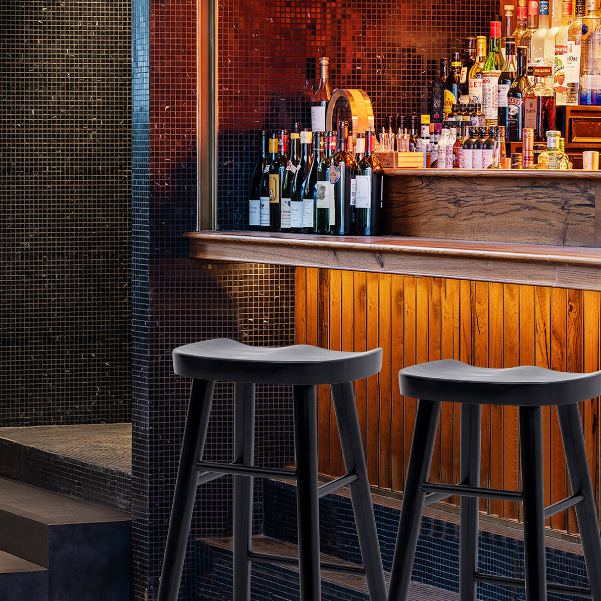 La Bella FRIDA Wooden Bar Stool - Black Finish
