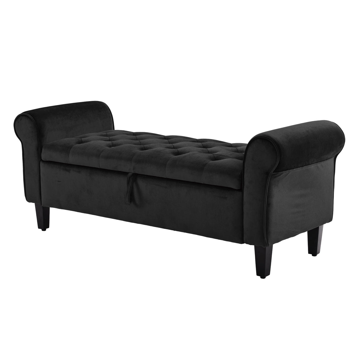 La Bella 132cm Velvet Storage Ottoman Bench Seat Black — Allure Home Collections