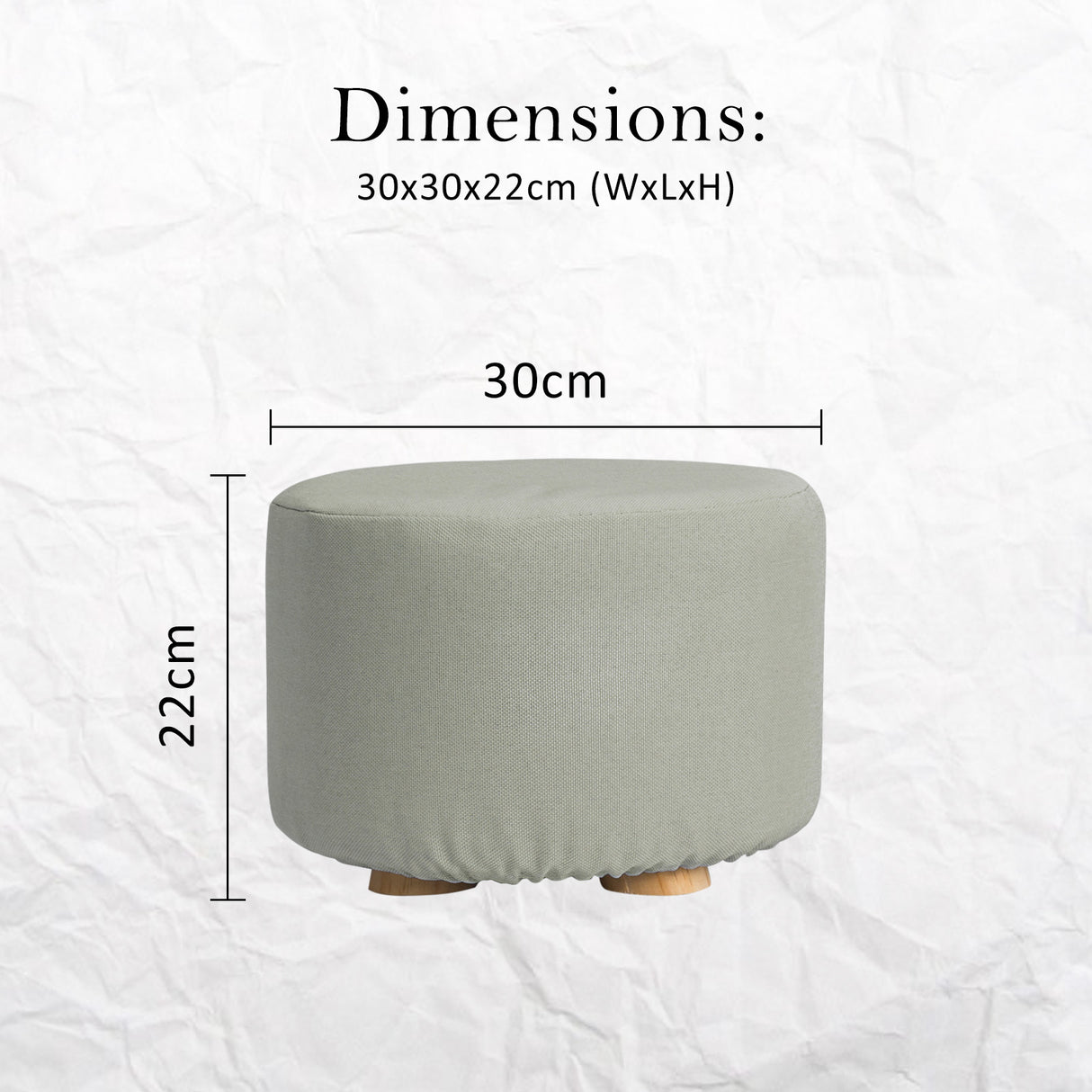 La Bella Round Faux Linen Ottoman with Wooden Legs Beige Black or Dark Blue — Allure Home Collections